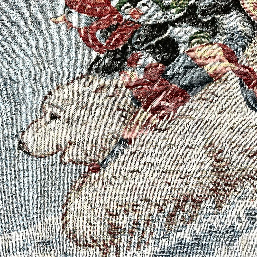Tapestry Throw Blanket Christmas Polar Bear Sled Penguins 51